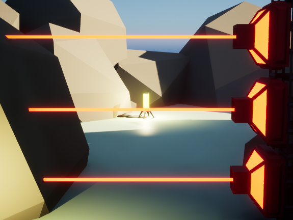 A group of laser turrets.