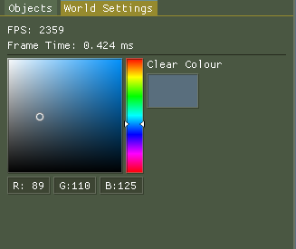 The World Settings window.